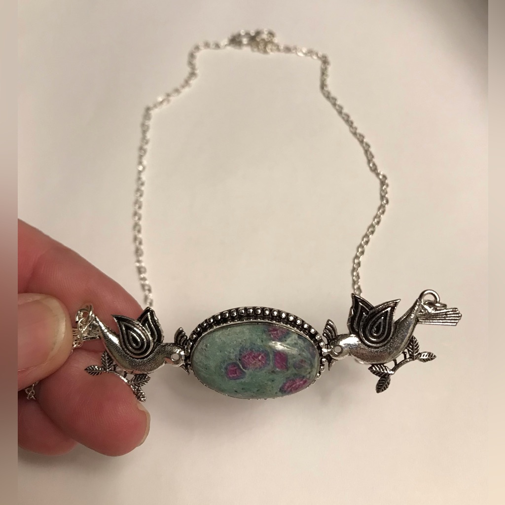 Ruby Fuchsite Stamped 925 Sterling Silver Necklace